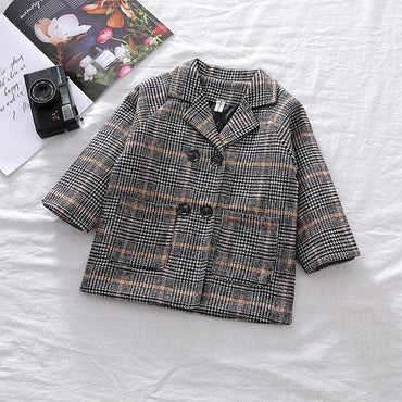 Double Breasted Plaid Toddler Jacket   