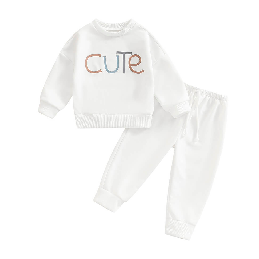 Solid Cute Toddler Set White 9-12 M 