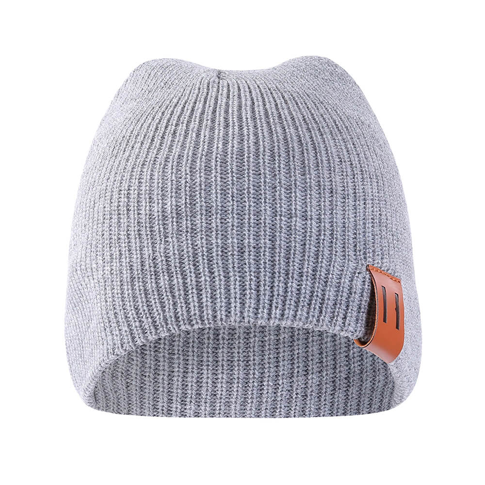 Knitted Solid Beanie Gray  