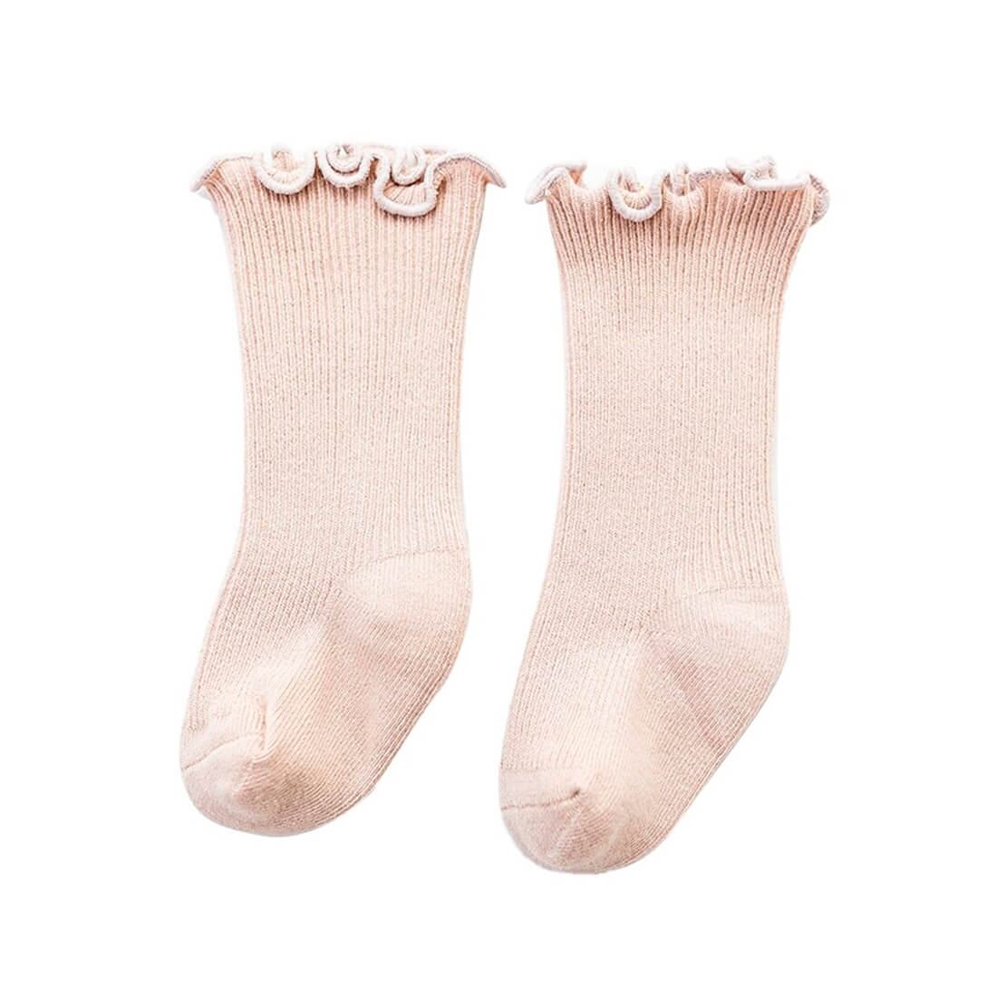 Solid Ruffled Socks Beige 0-12 M 