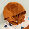 Brown Shorts Stars Hooded Baby Set   