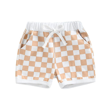 Checkered Baby Shorts Tan 3-6 M 
