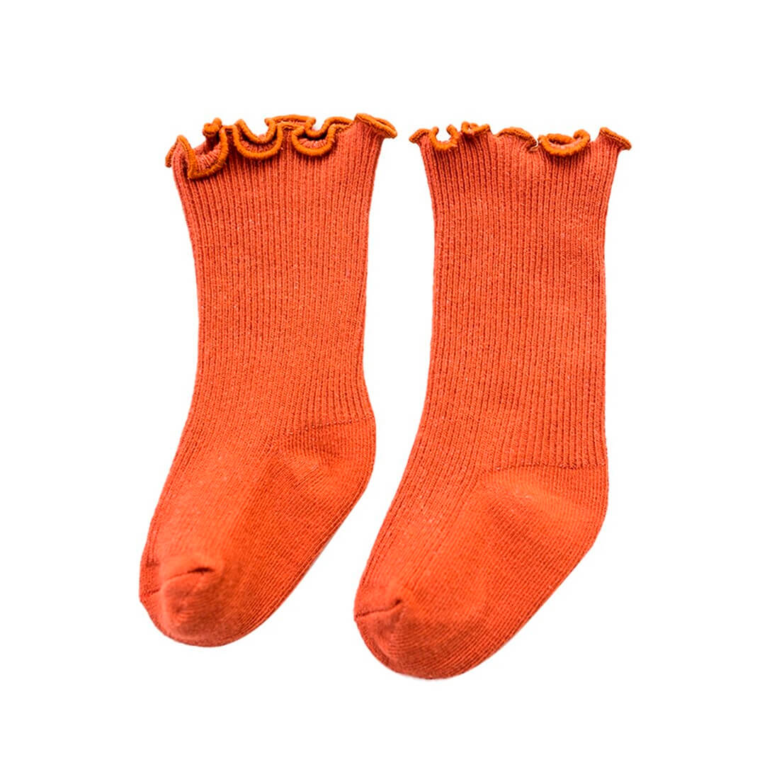 Solid Ruffled Socks Orange 0-12 M 