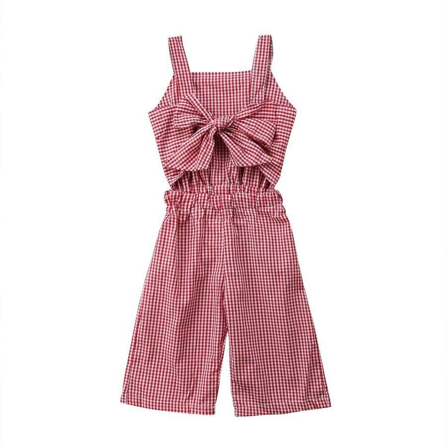 Bow Plaid Jumpsuit - The Trendy Toddlers