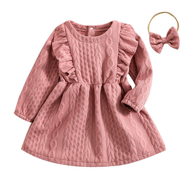 Long Sleeve Cable Knit Toddler Dress   