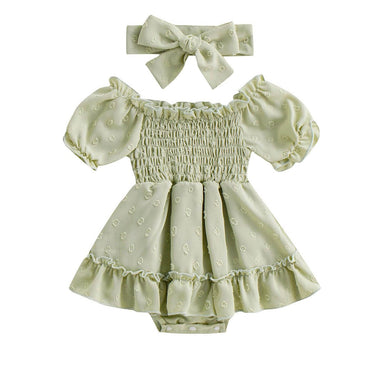 Short Sleeve Ruched Baby Romper