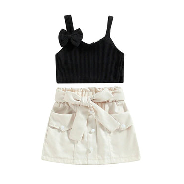 Black Top Solid Skirt Toddler Set   
