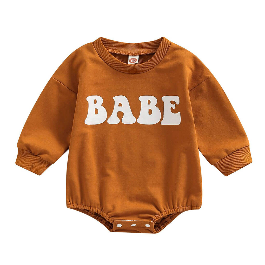 Long Sleeve Babe Baby Bodysuit Brown 0-3 M 