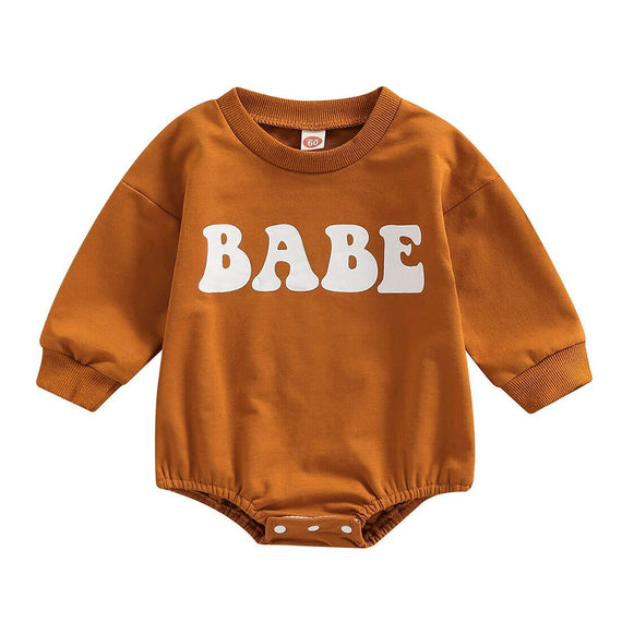 Long Sleeve Babe Baby Bodysuit Brown 0-3 M 