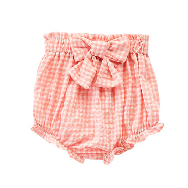 Plaid Bowknot Baby Shorts Pink 3-6 M 