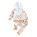Checkered Pants Hooded Toddler Set Khaki 9-12 M 