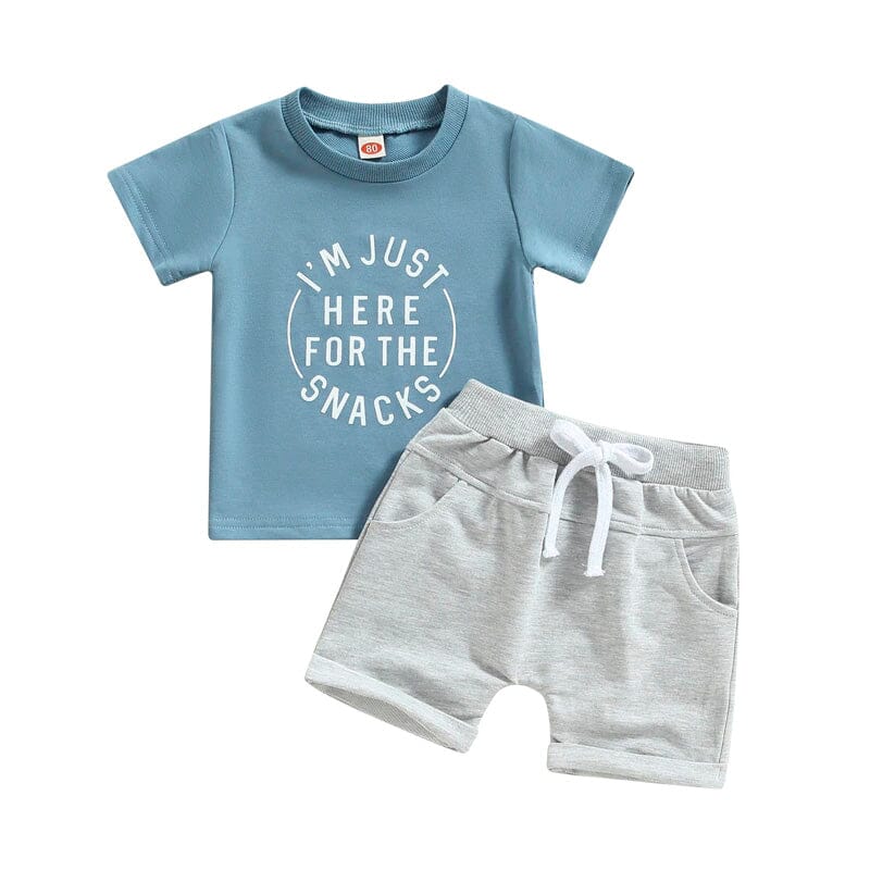 Snacks Solid Shorts Baby Set Blue 3-6 M 