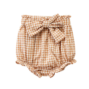 Plaid Bowknot Baby Shorts