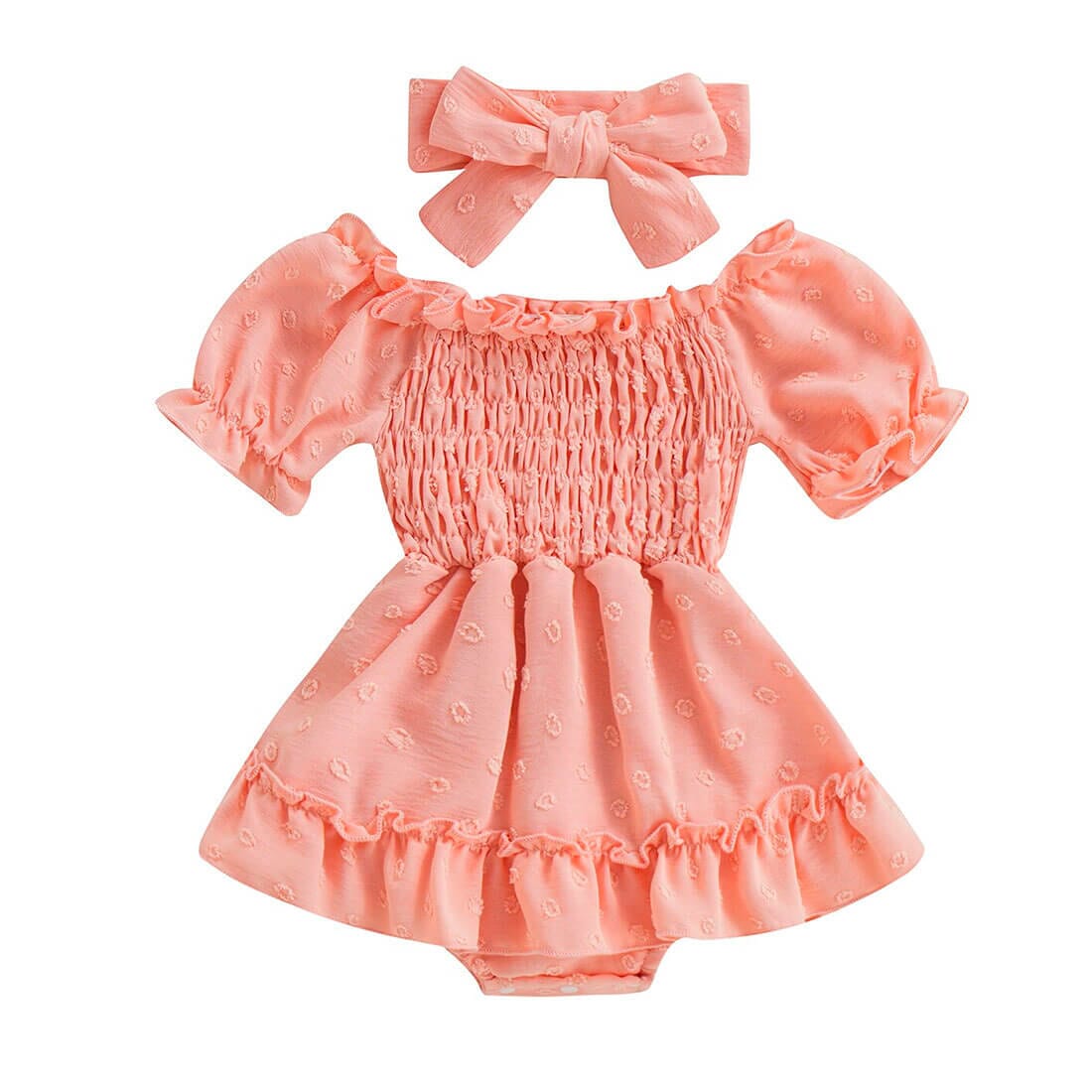 Short Sleeve Ruched Baby Romper Pink 3-6 M 