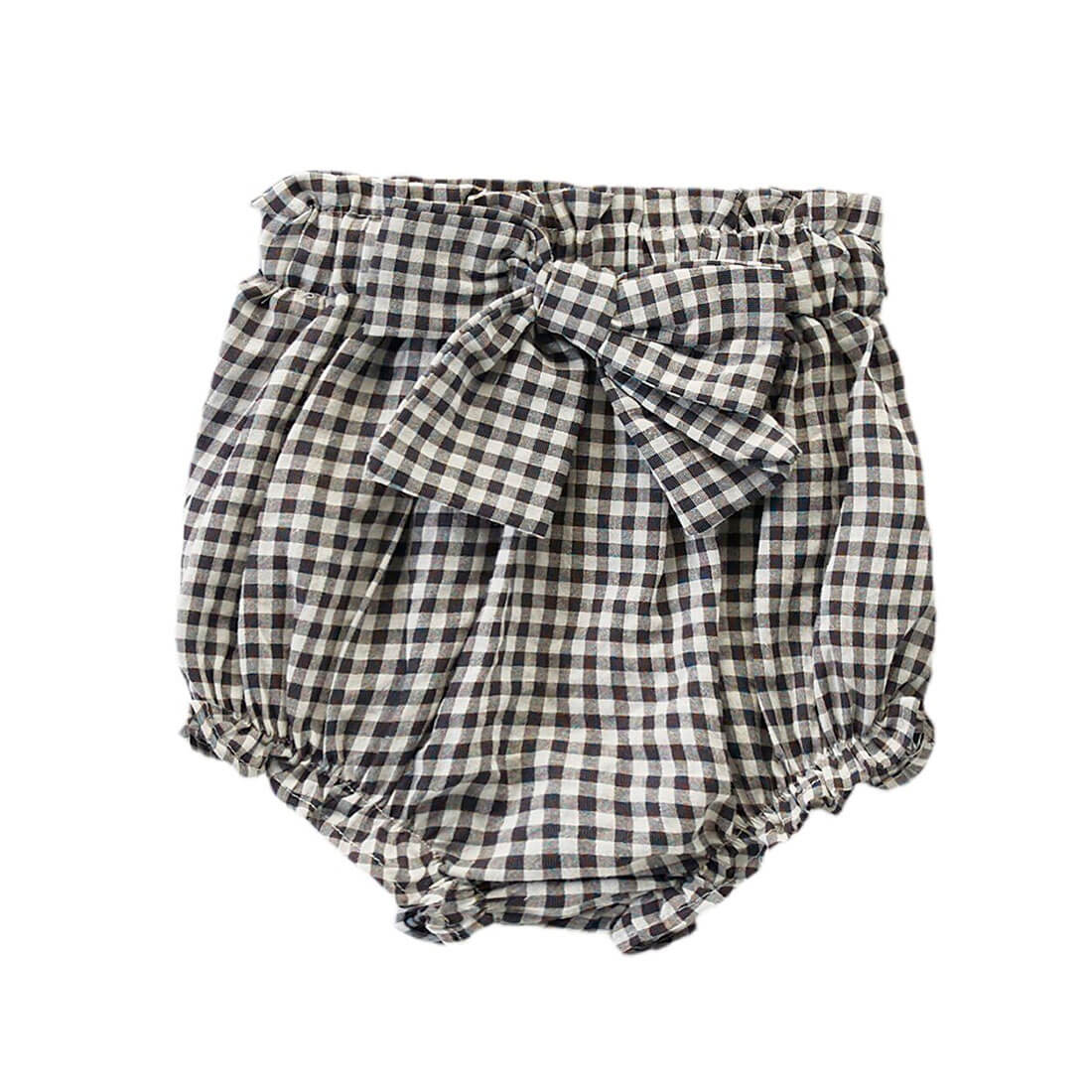 Plaid Bowknot Baby Shorts Black 3-6 M 