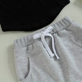 Sleeveless Pocket Solid Shorts Baby Set   
