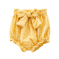 Plaid Bowknot Baby Shorts Yellow 3-6 M 