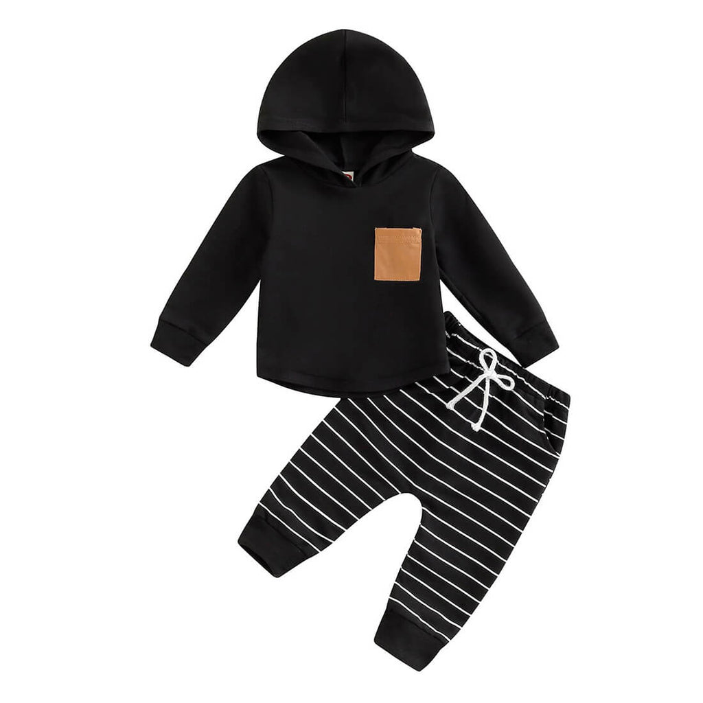 Little Boy Striped Pants Hooded 2-Piece Clothing Set – The Trendy Toddlers