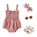 Solid Ruched Baby Romper