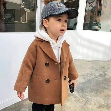 Solid Double Breasted Toddler Jacket   