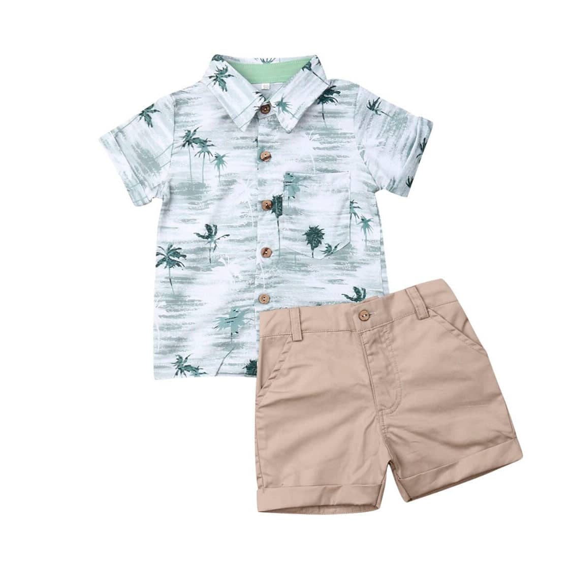 Toddler Boy Gentleman Khaki Shorts 2-Piece Outfit Set – The Trendy