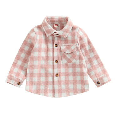Long Sleeve Plaid Toddler Shirt Pink 9-12 M 