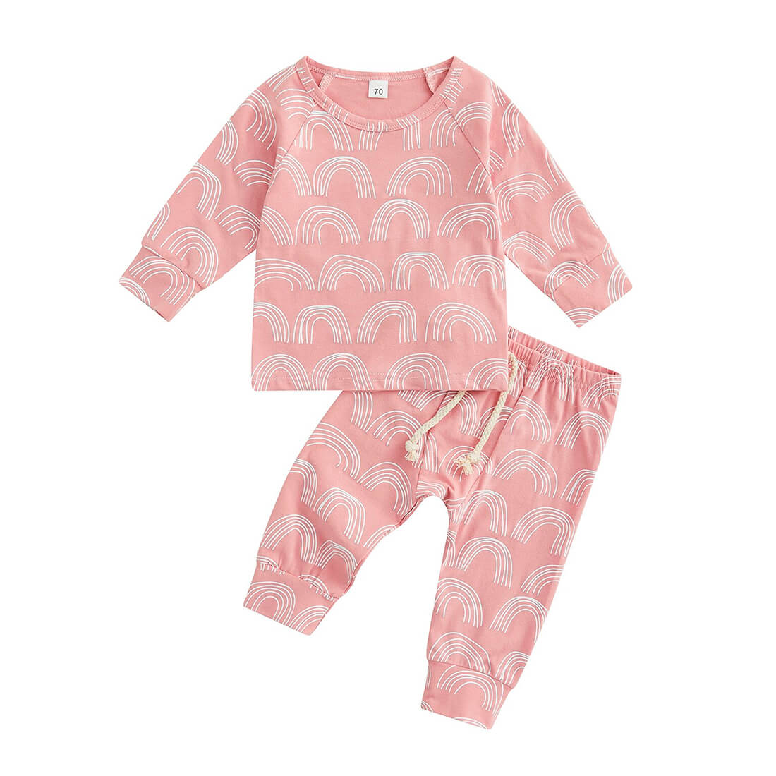 Solid Rainbow Baby Pajama Set Pink 3-6 M 