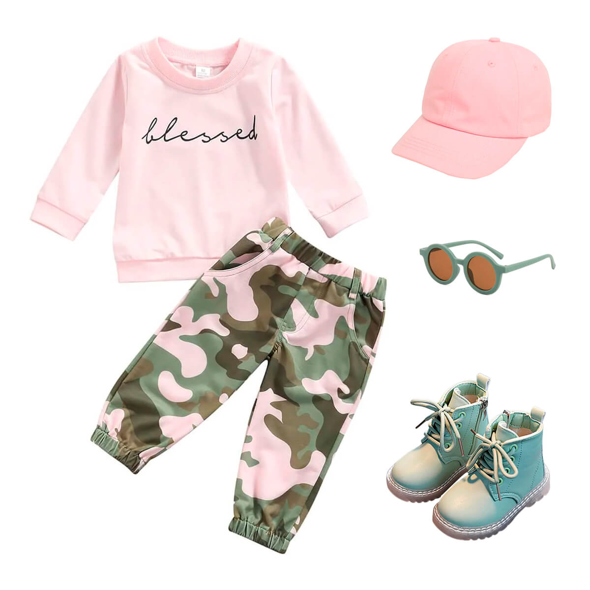 Toddler Girl Blessed Camouflage 2-Piece Outfit Set – The Trendy Toddlers