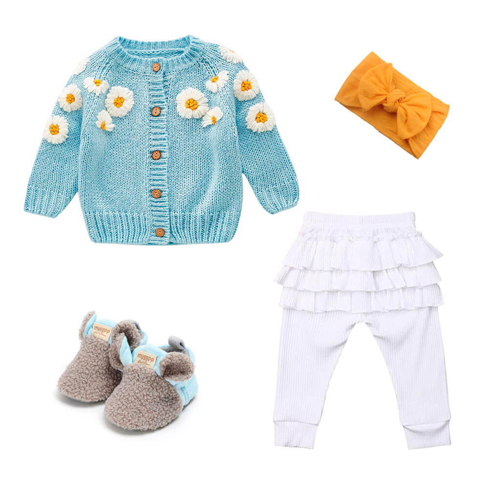 Daisy Knitted Baby Cardigan   