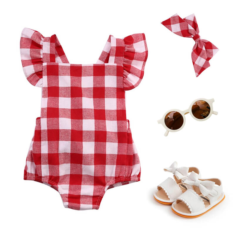 Red Plaid Romper - The Trendy Toddlers