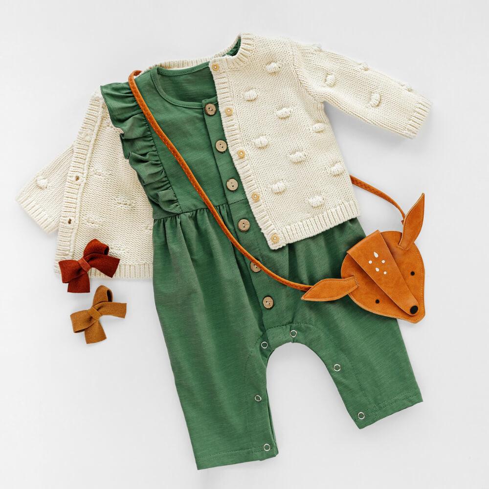 Ruffled Solid Baby Jumpsuit   