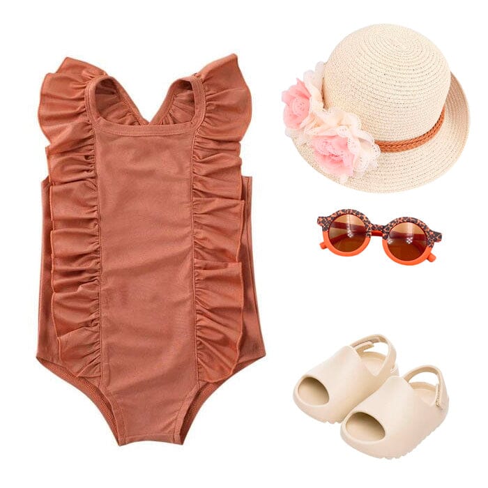 Solid Ruffled Toddler Swimsuit