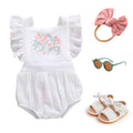 White Embroidery Baby Romper   