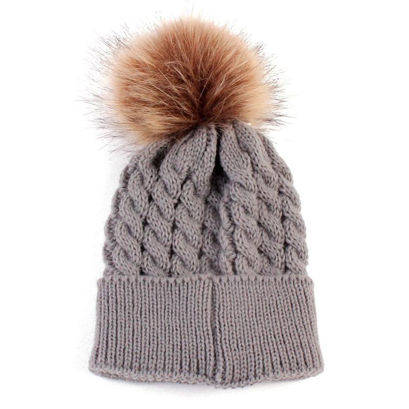 Infant Brown Football Head Knit Hat with Pom