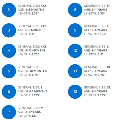 Baby sandal 2025 size chart