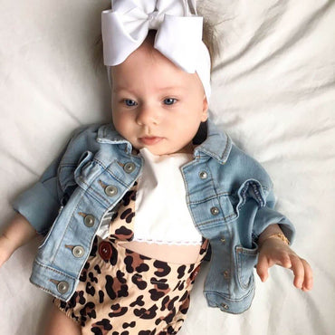 White Ruffles Leopard Baby Romper   