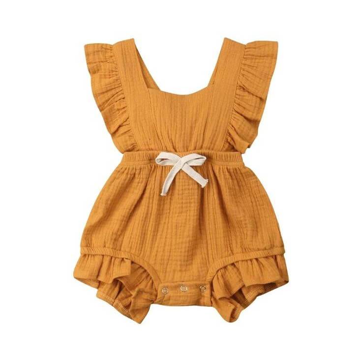 Baby Girl Ruffle Solid Backcross Romper – The Trendy Toddlers