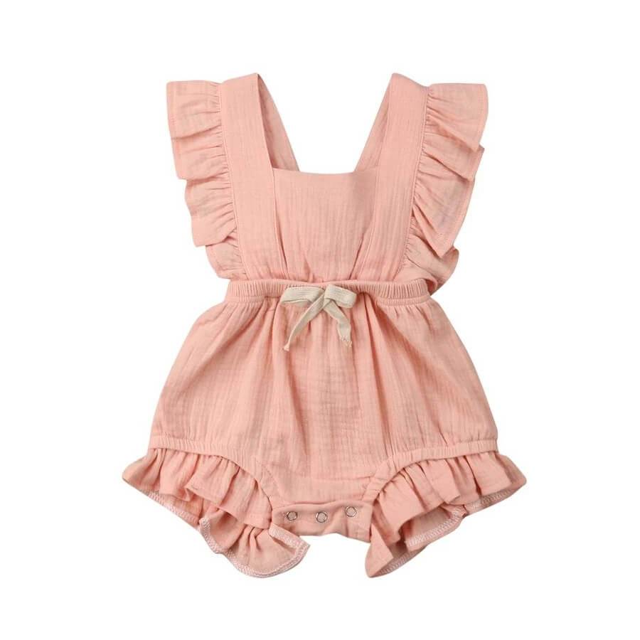 Ruffle Solid Baby Romper Pink 3-6 M 