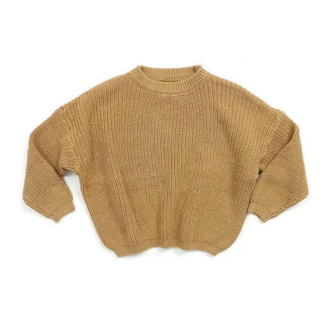 Solid Knitted Toddler Sweater Brown 9-12 M 