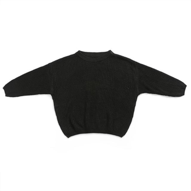 Solid Knitted Toddler Sweater Black 9-12 M 