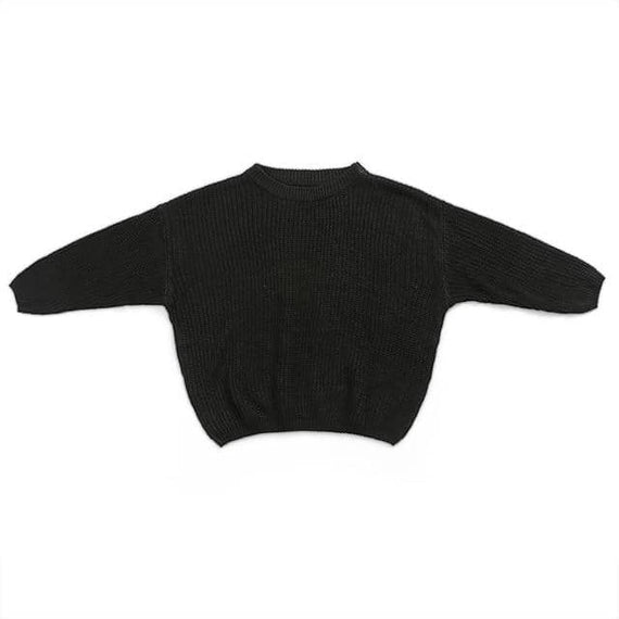 Solid Knitted Toddler Sweater Black 9-12 M 