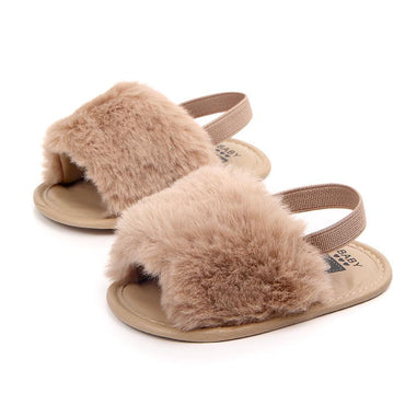 Faux Fur Baby Sandals Brown 5 