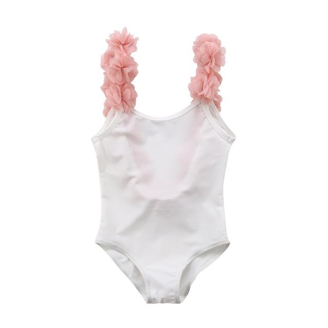 Floral Straps Toddler Swimsuit White 3T 