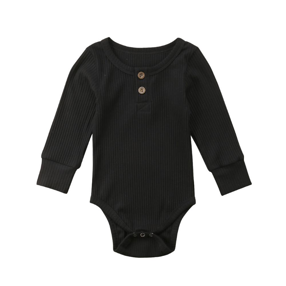 Basic Long Sleeve Baby Jumpsuit Black 0-3 M 