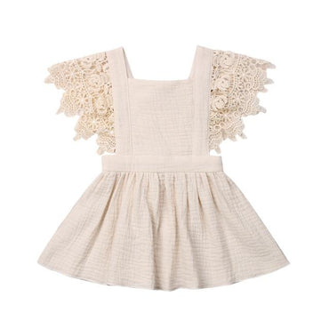 Lace Solid Party Baby Dress   