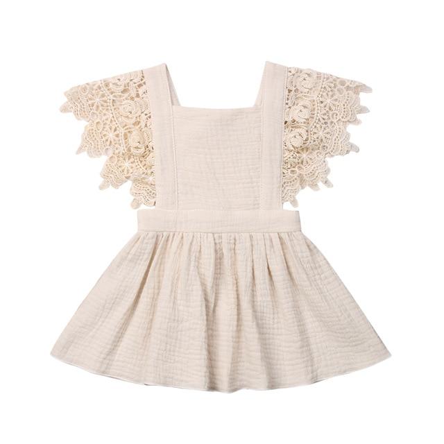 Lace Solid Party Baby Dress   