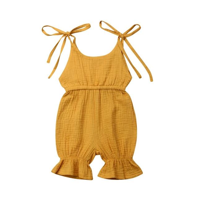 Solid Ruffle Baby Jumpsuit Yellow 18-24 M 