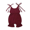 Solid Ruffle Baby Jumpsuit Burgundy Red 4T 