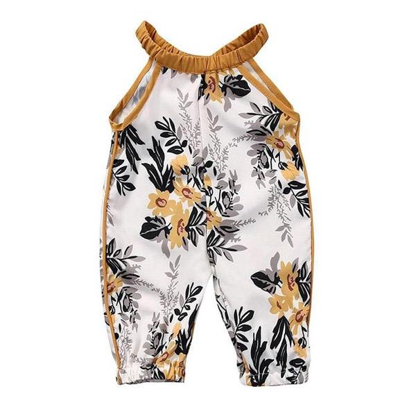Mustard Floral Pant Romper - The Trendy Toddlers